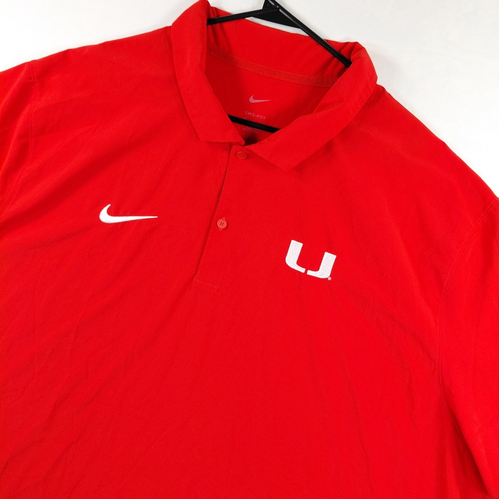 Nike Dri-FIT University of Miami Hurricanes Polo Shirt Mens 4XL Red Short Sleeve - Picture 1 of 13